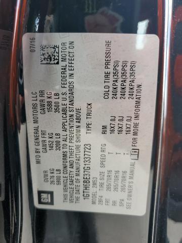 1GTH6BE37G1337723 - 2016 GMC CANYON BLACK photo 12