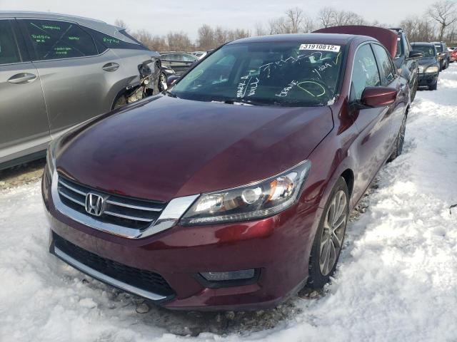 1HGCR2F56EA039907 - 2014 HONDA ACCORD SPORT MAROON photo 2