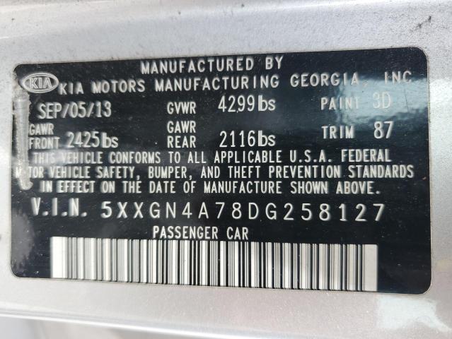 5XXGN4A78DG258127 - 2013 KIA OPTIMA EX GRAY photo 12