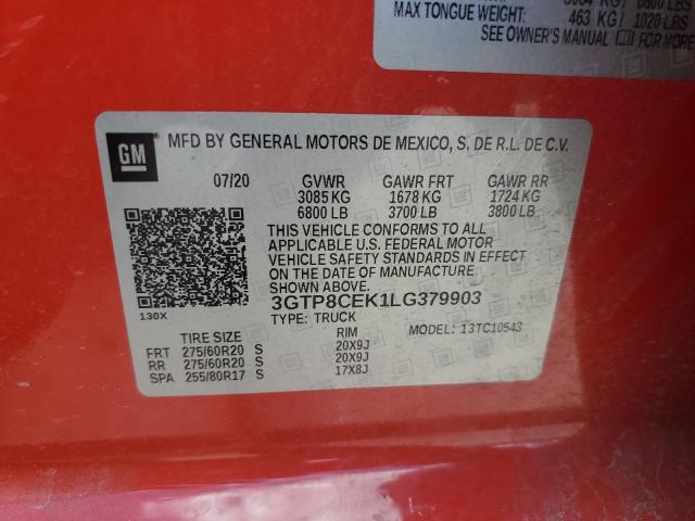 3GTP8CEK1LG379903 - 2020 GMC SIERRA C1500 ELEVATION RED photo 12