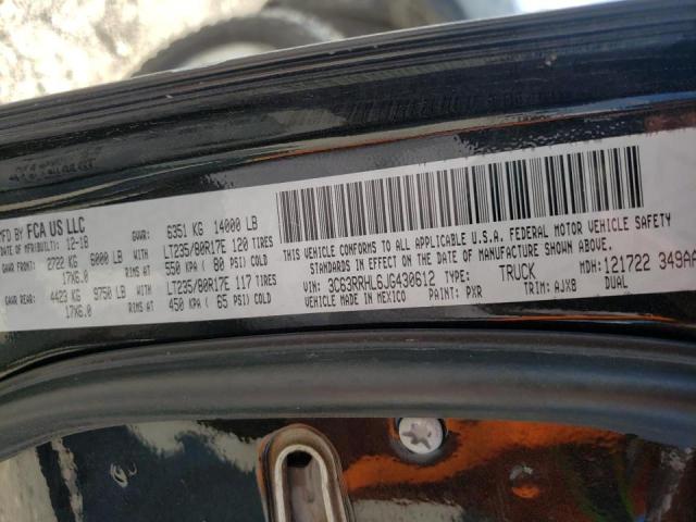 3C63RRHL6JG430612 - 2018 RAM 3500 SLT BLACK photo 10