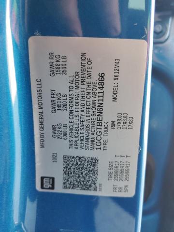 1GCGTBEN6N1114866 - 2022 CHEVROLET COLORADO BLUE photo 12