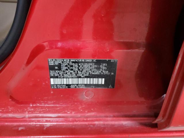 2T3ZF4DV3BW078323 - 2011 TOYOTA RAV4 RED photo 12