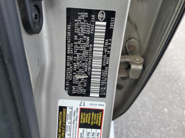 4T1BK1EB4EU111018 - 2014 TOYOTA AVALON BASE 金色 照片 12