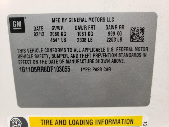 1G11D5RR8DF103055 - 2013 CHEVROLET MALIBU 1LT 白色 照片 12