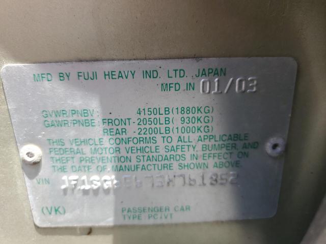 JF1SG65673H761852 - 2003 SUBARU FORESTER 2.5XS ذهبي صورة 12