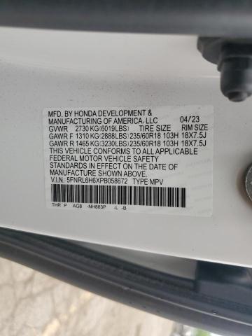 5FNRL6H6XPB058672 - 2023 HONDA ODYSSEY EXL 白色 照片 13