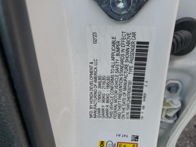 19XFL2H87PE007391 - 2023 HONDA CIVIC SPORT WHITE photo 12