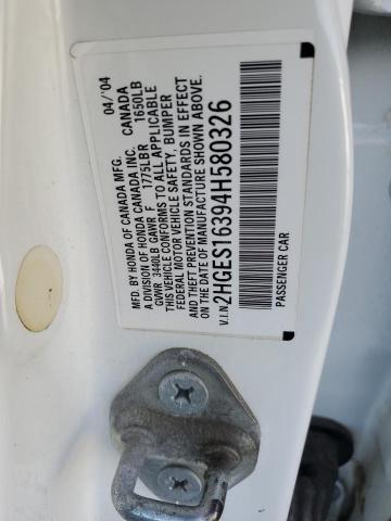 2HGES16394H580326 - 2004 HONDA CIVIC DX VP Ağ foto 12