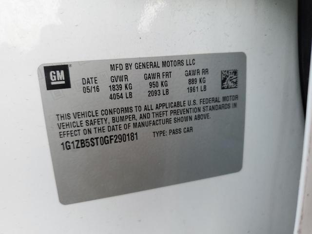 1G1ZB5ST0GF290181 - 2016 CHEVROLET MALIBU LS თეთრი ფოტო 13