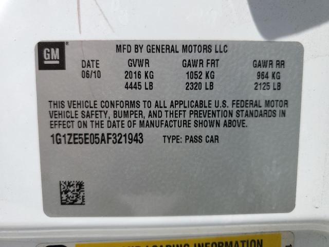 1G1ZE5E05AF321943 - 2010 CHEVROLET MALIBU LTZ თეთრი ფოტო 12