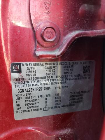 3GNAL2EK0FS517504 - 2015 CHEVROLET CAPTIVA LS წითელი ფოტო 13