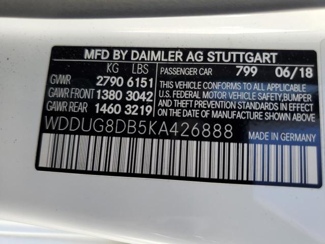 WDDUG8DB5KA426888 - 2019 MERCEDES-BENZ S 560 WHITE photo 13