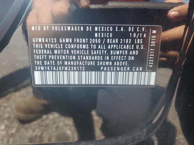 3VW1K7AJXFM236172 - 2015 VOLKSWAGEN JETTA BASE 黑色 照片 12