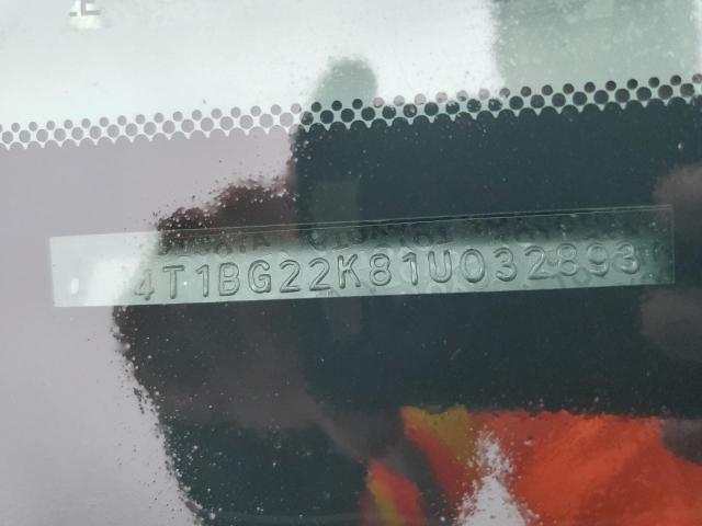 4T1BG22K81U032893 - 2001 TOYOTA CAMRY CE GRAY photo 12