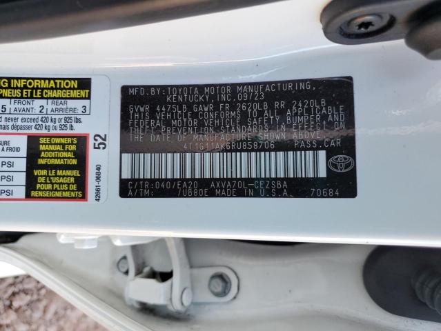 4T1G11AK6RU858706 - 2024 TOYOTA CAMRY SE NIGHT SHADE WHITE photo 12