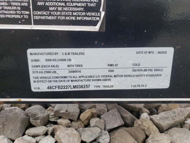 46CFB2227LM036257 - 2021 UTILITY TRAILER BLACK photo 10