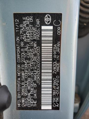 JTDKN3DU6D5569033 - 2013 TOYOTA PRIUS TEAL photo 12