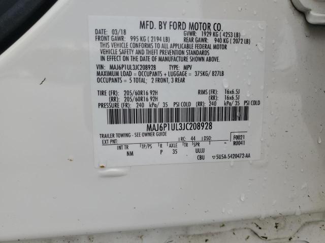 MAJ6P1UL3JC208928 - 2018 FORD ECOSPORT SE Ақ фото 13