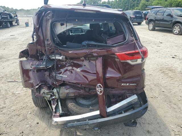 5TDJZRFH6KS740213 - 2019 TOYOTA HIGHLANDER SE BURGUNDY photo 6