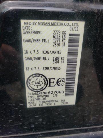 5N1AR1NB2BC627063 - 2011 NISSAN PATHFINDER S BLACK photo 13