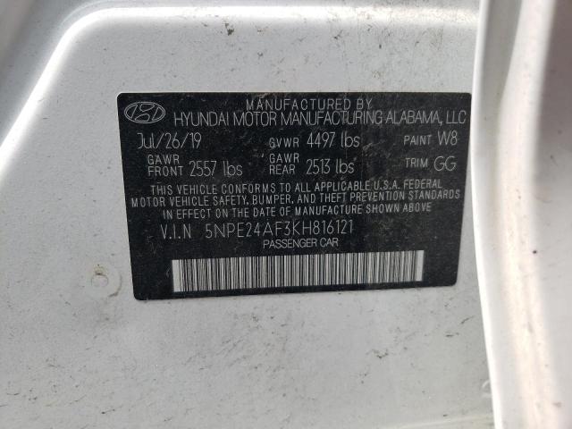 5NPE24AF3KH816121 - 2019 HYUNDAI SONATA SE WHITE photo 10