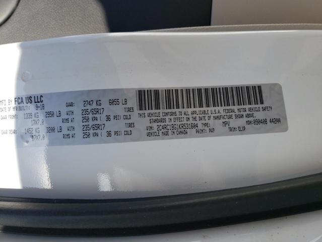 2C4RC1BG1KR531604 - 2019 CHRYSLER PACIFICA TOURING L WHITE photo 10