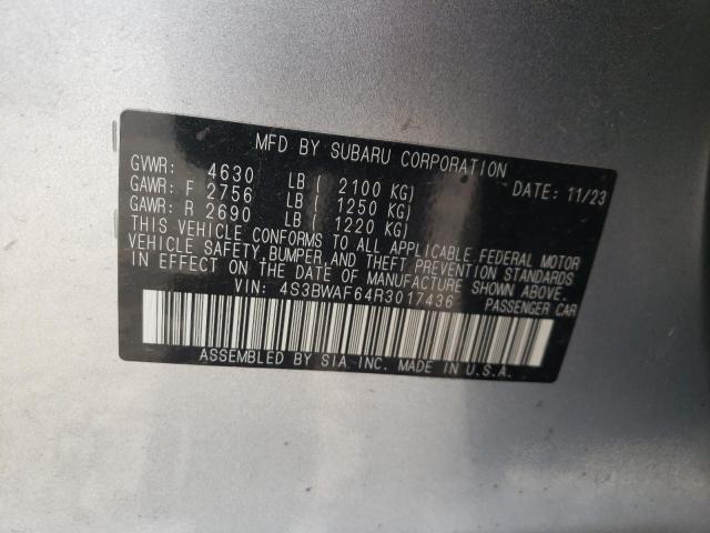 4S3BWAF64R3017436 - 2024 SUBARU LEGACY PREMIUM SILVER photo 13