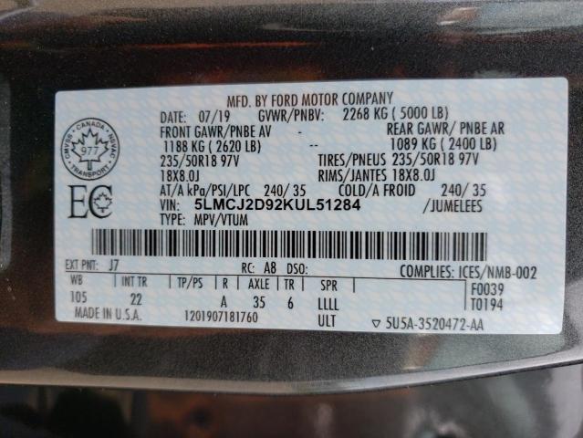 5LMCJ2D92KUL51284 - 2019 LINCOLN MKC SELECT Grau Foto 13