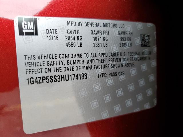 1G4ZP5SS3HU174188 - 2017 BUICK LACROSSE ESSENCE მუქწითელი ფოტო 12