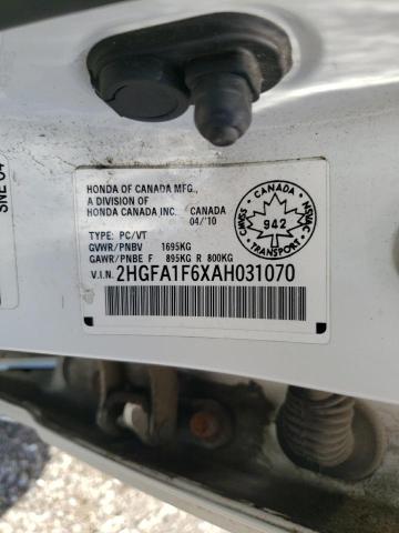 2HGFA1F6XAH031070 - 2010 HONDA CIVIC LX-S Ağ foto 13