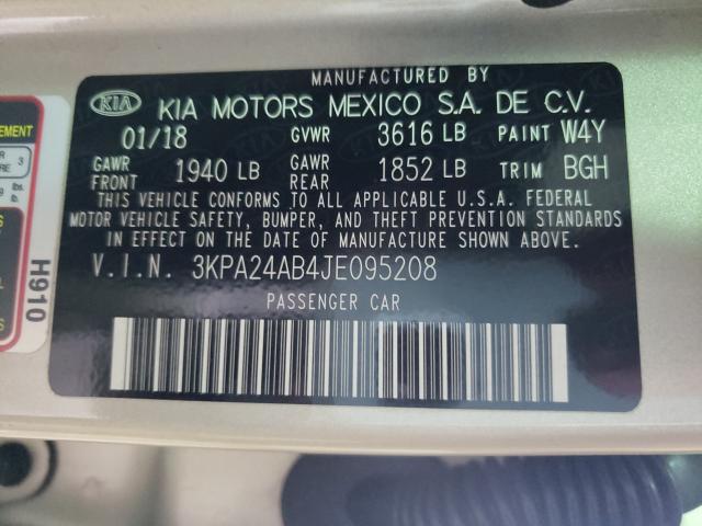 3KPA24AB4JE095208 - 2018 KIA RIO LX GOLD photo 10