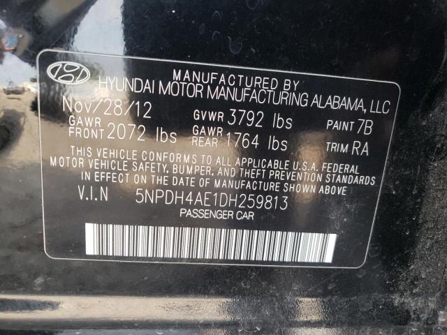 5NPDH4AE1DH259813 - 2013 HYUNDAI ELANTRA GLS BLACK photo 13