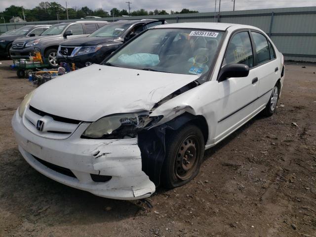 1HGES16334L007568 - 2004 HONDA CIVIC DX VP WHITE photo 2