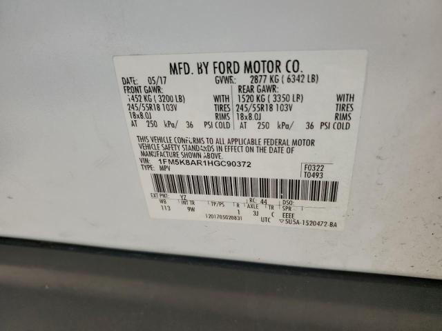 1FM5K8AR1HGC90372 - 2017 FORD EXPLORER POLICE INTERCEPTOR WHITE photo 13