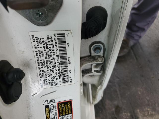 1HGFA16898L076418 - 2008 HONDA CIVIC EX თეთრი ფოტო 12