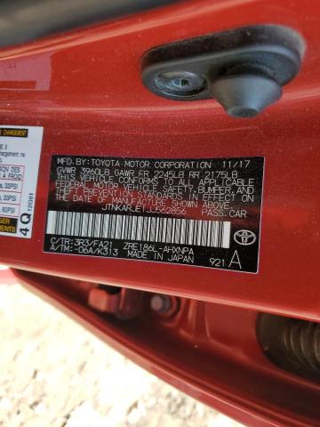 JTNKARJE1JJ562856 - 2018 TOYOTA COROLLA IM أحمر صورة 12