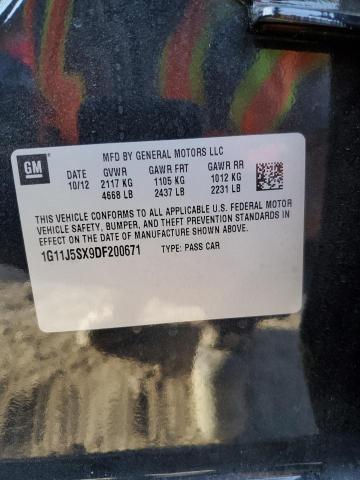 1G11J5SX9DF200671 - 2013 CHEVROLET MALIBU LTZ შავი ფოტო 12