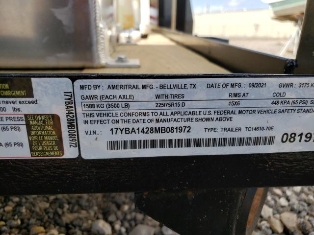 17YBA1428MB081972 - 2021 UTILITY TRAILER BLACK photo 10