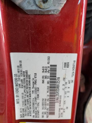 3LN6L2G92DR812516 - 2013 LINCOLN MKZ RED photo 12