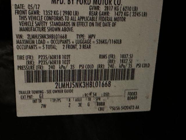 2LMHJ5NK3HBL01668 - 2017 LINCOLN MKT BLACK photo 10