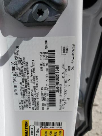 3FA6P0LU8JR113481 - 2018 FORD FUSION SE HYBRID WHITE photo 13