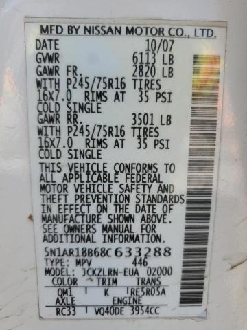 5N1AR18B68C633288 - 2008 NISSAN PATHFINDER S WHITE photo 13