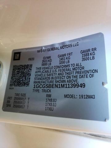 1GCGSBEN1M1139949 - 2021 CHEVROLET COLORADO L WHITE photo 10