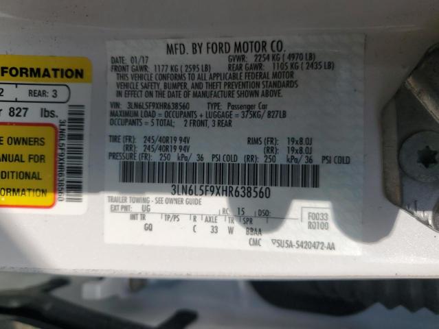 3LN6L5F9XHR638560 - 2017 LINCOLN MKZ RESERVE თეთრი ფოტო 12