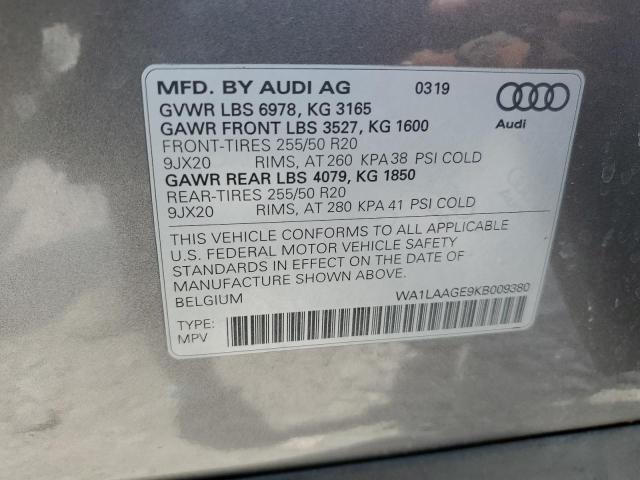 WA1LAAGE9KB009380 - 2019 AUDI E-TRON PREMIUM PLUS GRAY photo 13