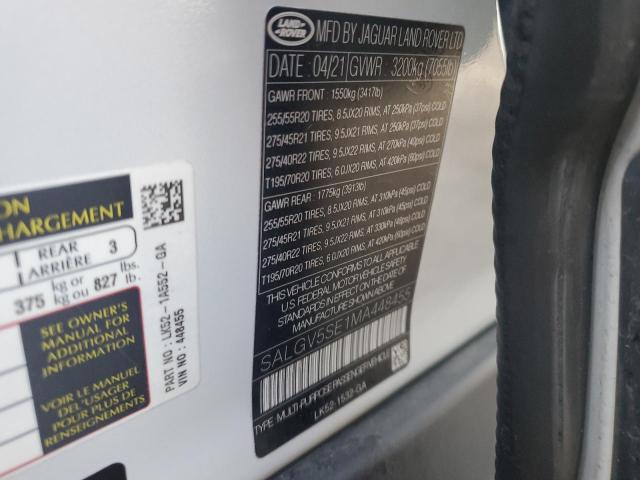 SALGV5SE1MA448455 - 2021 LAND ROVER RANGE ROVE AUTOBIOGRAPHY WHITE photo 12