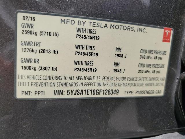 5YJSA1E10GF126349 - 2016 TESLA MODEL S GOLD photo 13