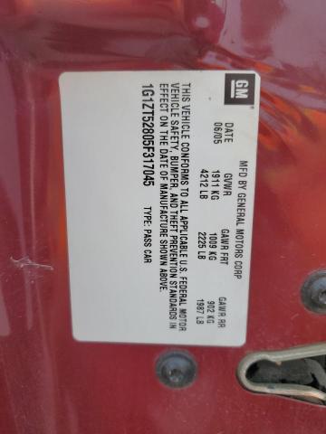 1G1ZT52805F317045 - 2005 CHEVROLET MALIBU LS BURGUNDY photo 12