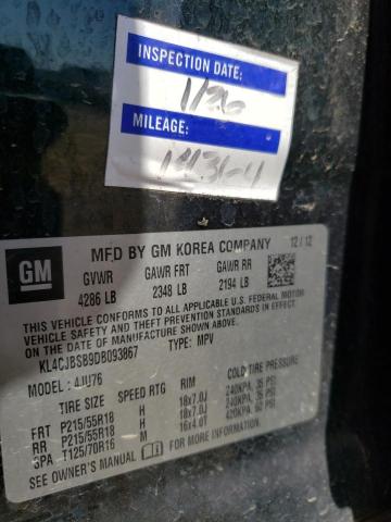 KL4CJBSB9DB093867 - 2013 BUICK ENCORE CONVENIENCE შავი ფოტო 12